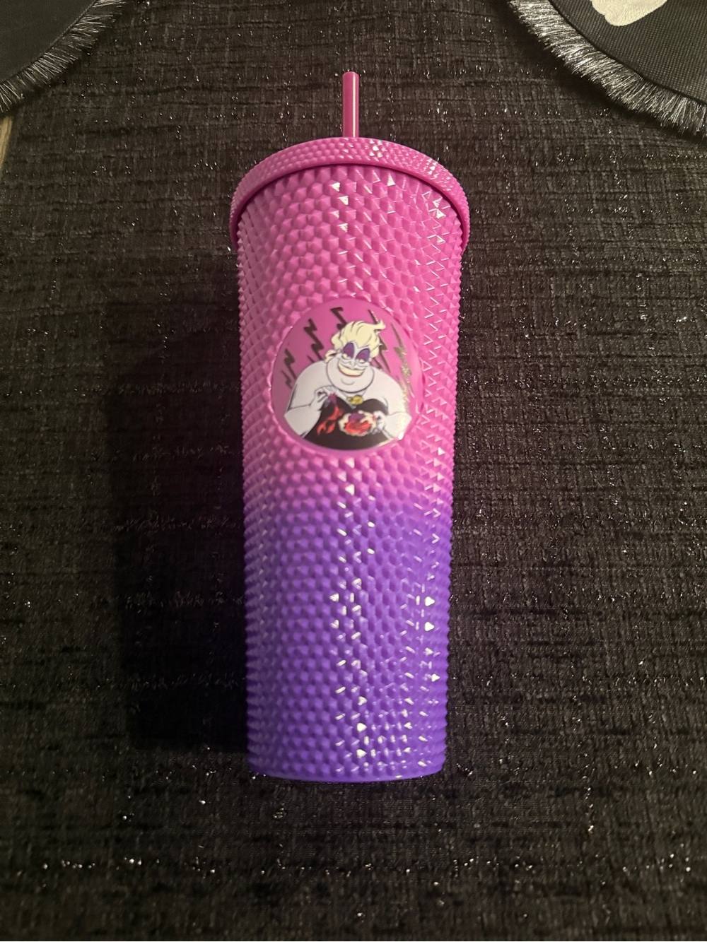 Ursula Studded Ombre Pink to Purple Tumbler with Straw